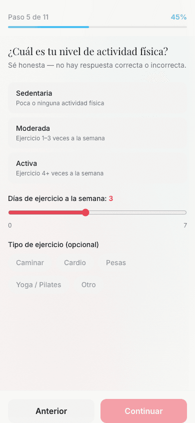 App Nutrico — Screening · paso 5/11